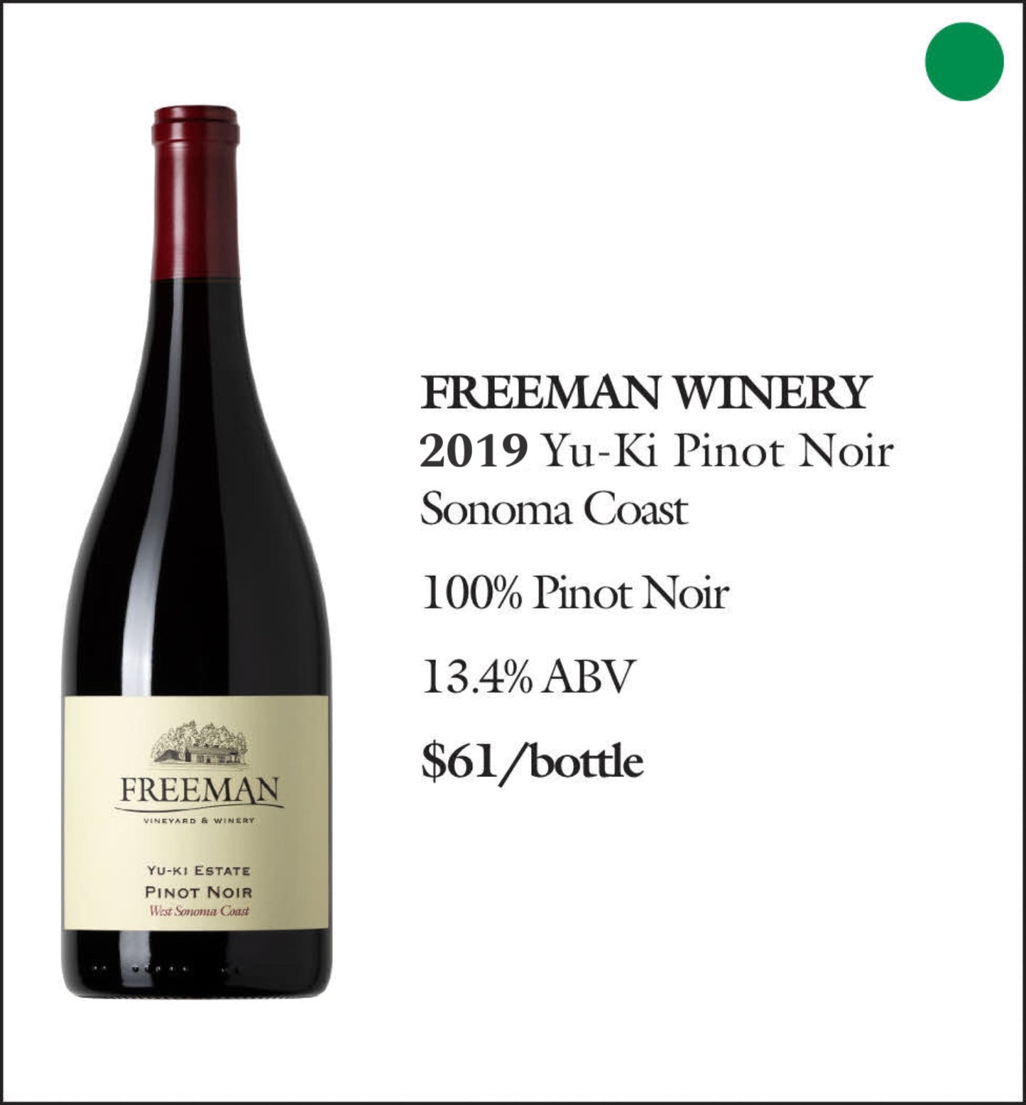 2019 Freeman Yu-KI Pinot Noir