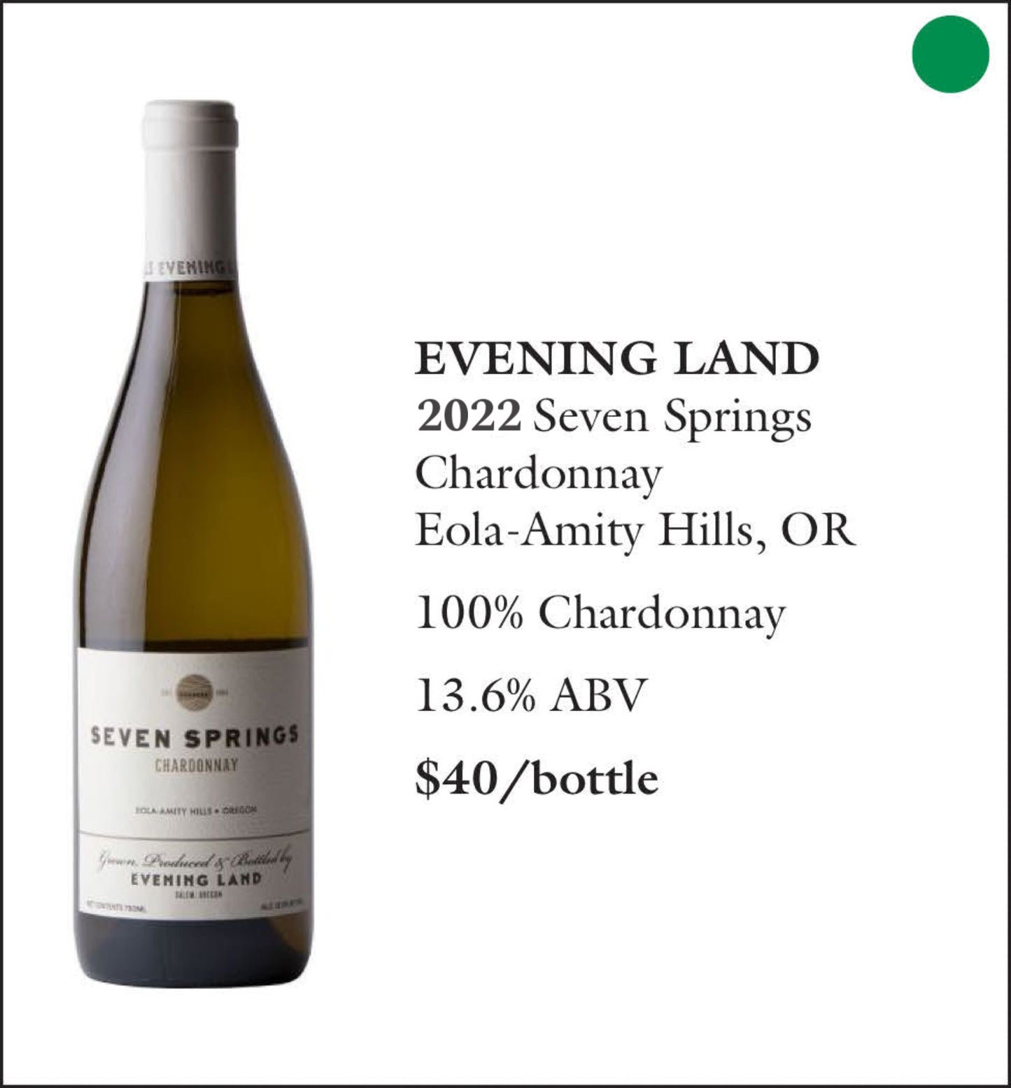 2022 Evening Land Seven Springs Chardonnay