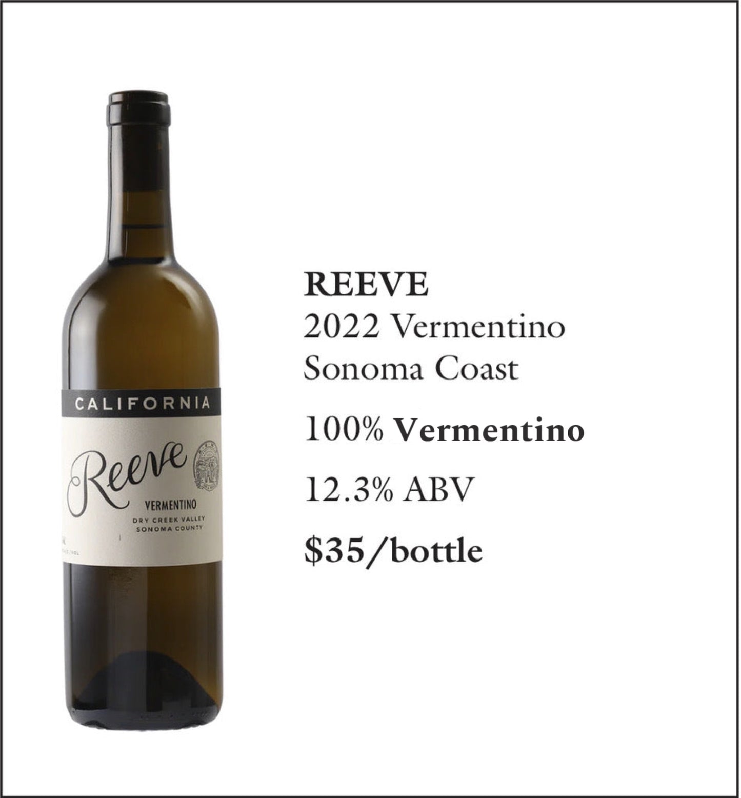 2022 Reeve Vermentino Sonoma Coast